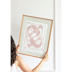 Linoleumstryk Turtelduer Rosa LIMITED EDITION