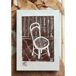 Linoleumstryk Fransk Cafe Brun