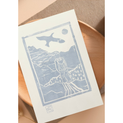 Linoleumstryk Vandring Lysbl