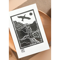 Linoleumstryk Vandring Sort