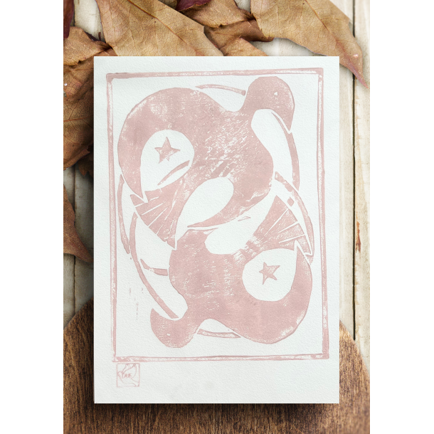 Linoleumstryk Turtelduer Rosa LIMITED EDITION