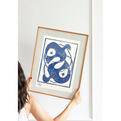 Linoleumstryk Turtelduer Bl