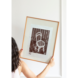 Linoleumstryk Fransk Cafe Brun