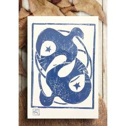 Linoleumstryk Turtelduer Bl