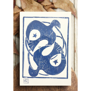 Linoleumstryk Turtelduer Bl