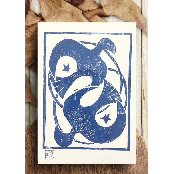 Linoleumstryk Turtelduer Bl