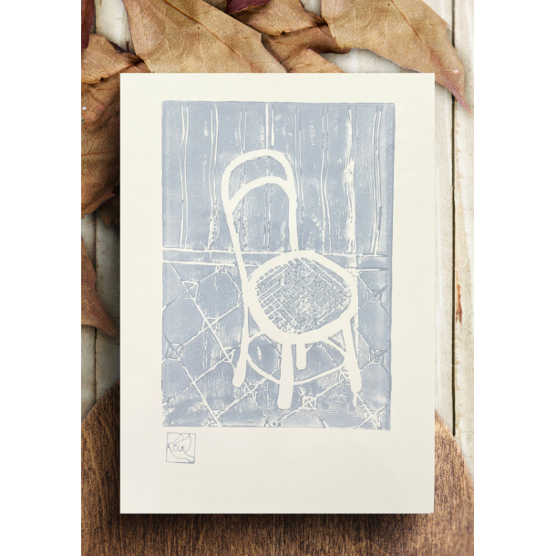 Linoleumstryk Fransk Cafe Lysbl